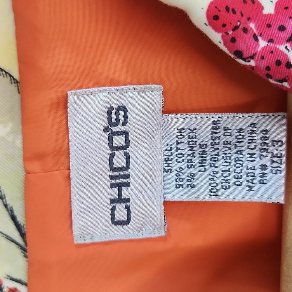 Chico’s Jacket Blazer Art To Wear Womens Sz 3 XL 16 Orange Pink Sequins Ladybugs - Picture 2 of 16